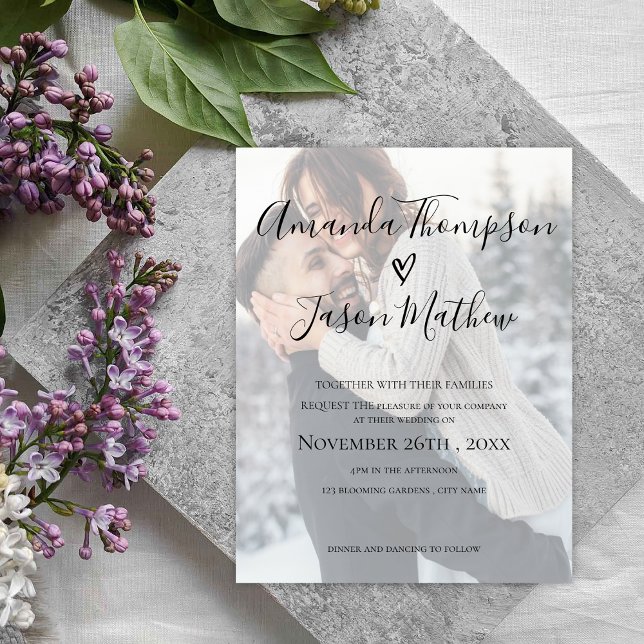 Photo Wedding Invitation | Faux Vellum Elegant (Modern Faux Vellum Photo Wedding Invitation)