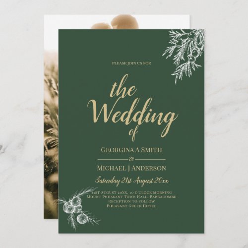 Photo Wedding Invitation JUNIPER GREEN Modern  