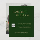 Photo Wedding Invitation QRCode RSVP Emerald Green (Front/Back)