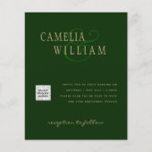 Photo Wedding Invitation QRCode RSVP Emerald Green (Front)