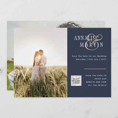 Photo Wedding Invitation Save the Date BLUE