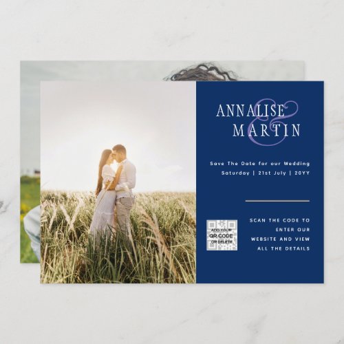 Photo Wedding Invitation Save the Date BLUE