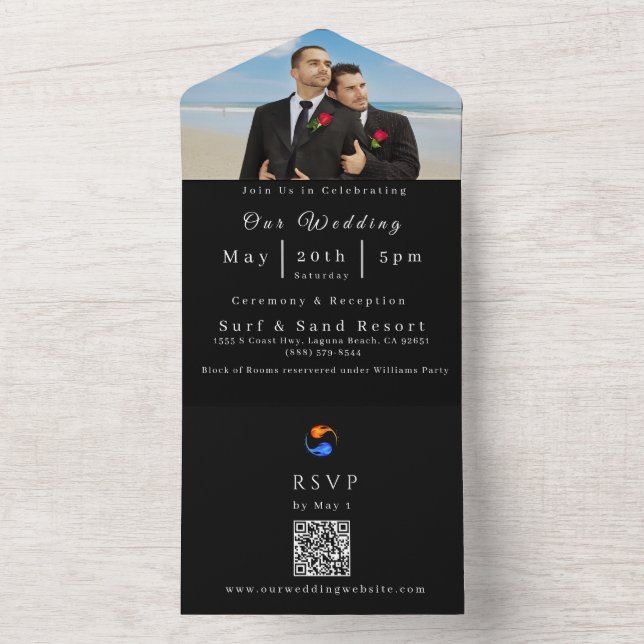 Photo Wedding Invitation-Twin Flames-LGBTQ- All In One Invitation (Inside)