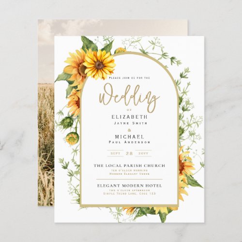 Photo Wedding Invitation with Sunflowers