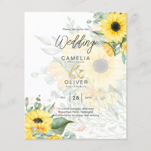 Photo Wedding Invitation with Sunflowers Flyer (Front)
