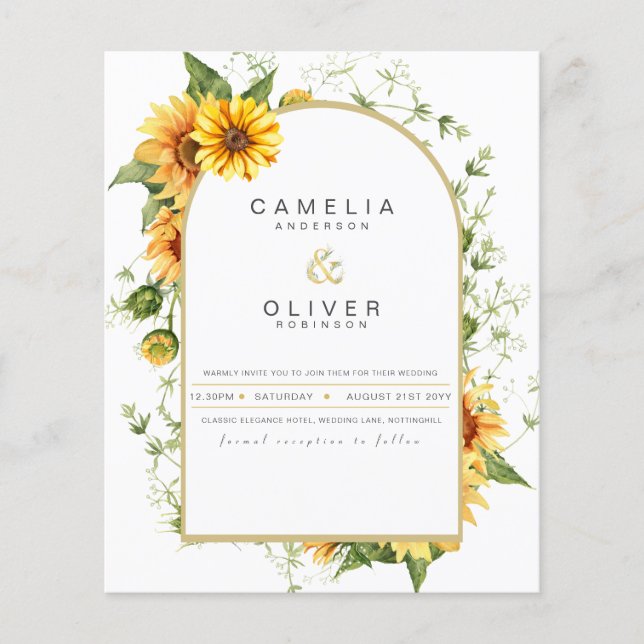 Photo Wedding Invitation with Sunflowers Flyer (Front)