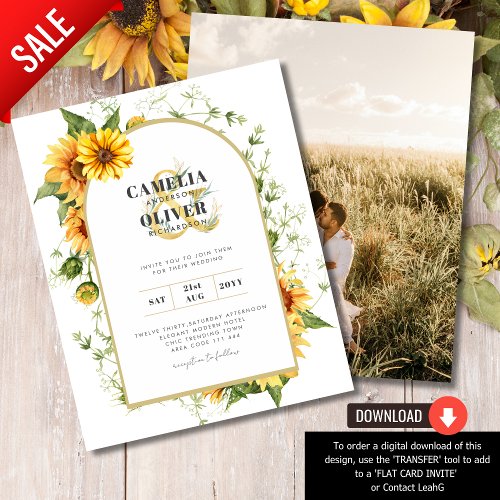 Photo Wedding Invitation with Sunflowers Flyer