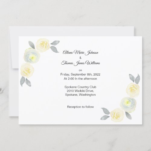 Photo Wedding Invitation _ Yellow and Gray Floral