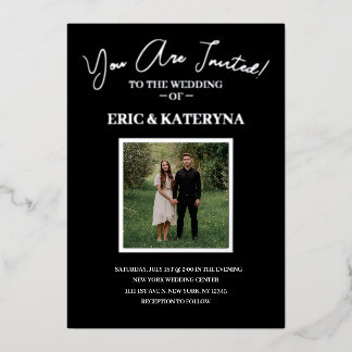 Photo Wedding Invitations | Silver Foil Accents