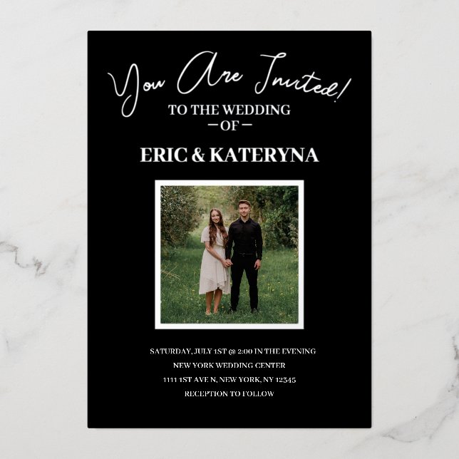 Photo Wedding Invitations | Silver Foil Accents (Front)