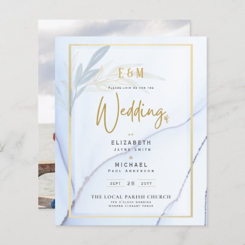 Photo Wedding Invitations Subtle Ink Wash Digital