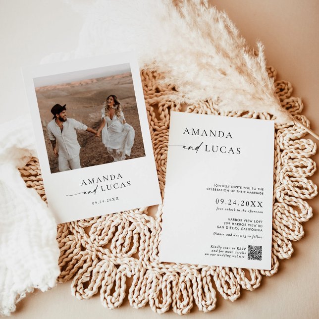Photo Wedding Invite, Boho Modern Minimalist Invitation (Creator Uploaded)