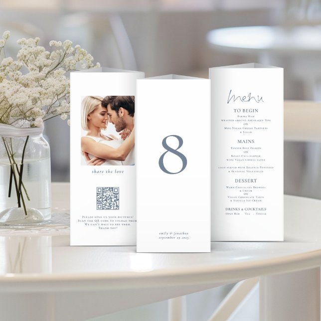 Photo Wedding Menu Table No Blue Text Trifold (Creator Uploaded)