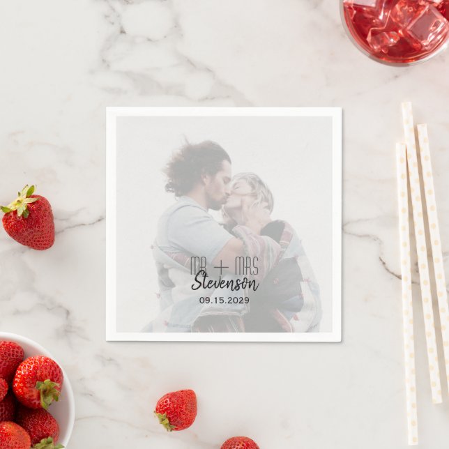 Photo Wedding Napkins with Date (Insitu)