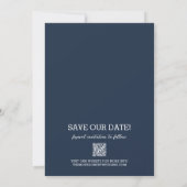 Photo Wedding Navy Blue Save The Date (Back)