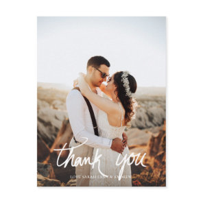 Photo Wedding or Party Hand Writing Thank You Postcard
