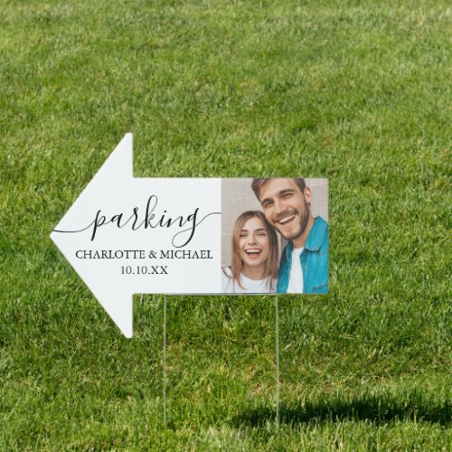 Photo Wedding Parking This Way Arrow Sign