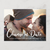 Photo Wedding Postponement Change of Date Announcement Postcard
