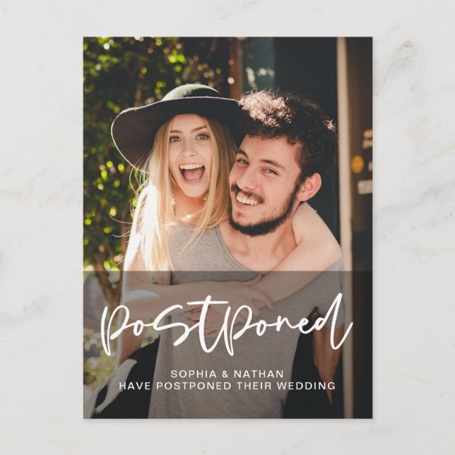 Photo Wedding Postponement Change of Date Postcard (Front)