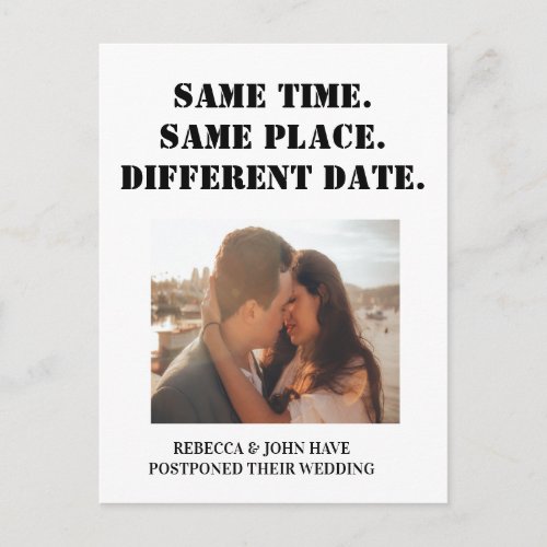 Photo Wedding Postponement Save The Date  Postcard
