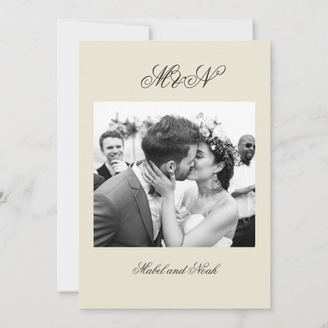 Photo Wedding Romantic  Neutral Color  Invitation (Back)