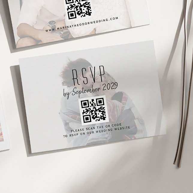 Photo Wedding RSVP Card with QR Code (Creator Uploaded)