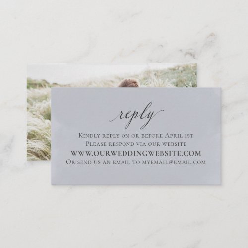 Photo Wedding RSVP Online Elegant Watercolor Blue Enclosure Card