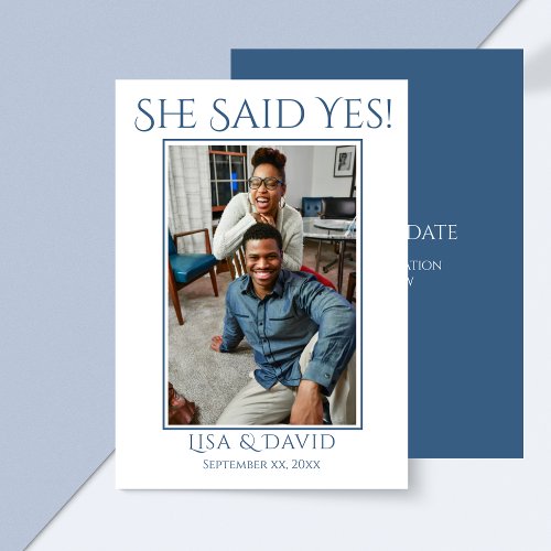 Photo Wedding Save The Date Announcement Blue