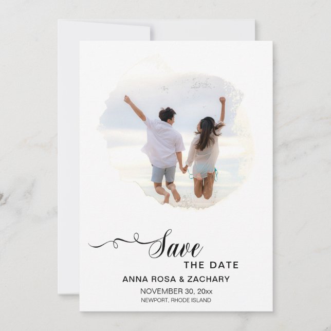 *~* Photo WEDDING SAVE the DATE  - AR6 Website QR  Invitation (Front)
