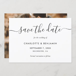 Photo Wedding Save The Date Cards Elegant Script