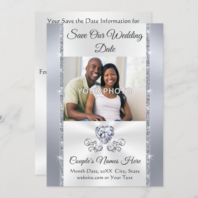 Photo, Wedding Save the Date Cards with Envelopes (Front/Back)