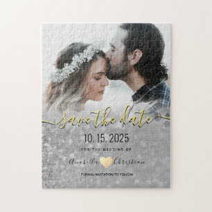 Photo Wedding Save The Date Invitation Jigsaw Puzzle