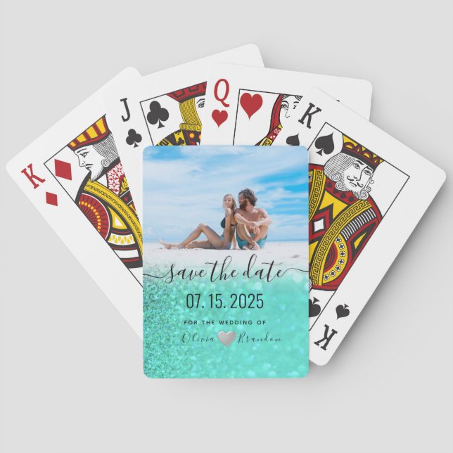 Photo Wedding Save The Date Invitation Poker Cards (Back)