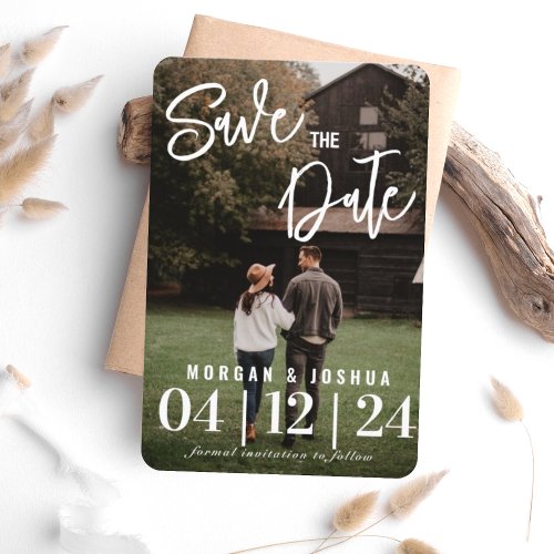 Photo Wedding Save the Date Magnet  Faux Vellum 