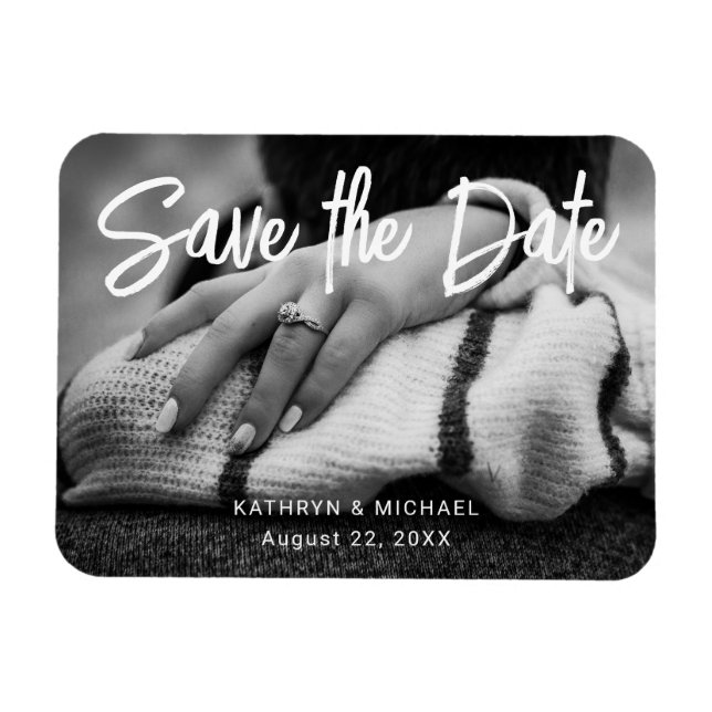Photo Wedding Save the Date Minimal Stylish Modern Magnet (Horizontal)