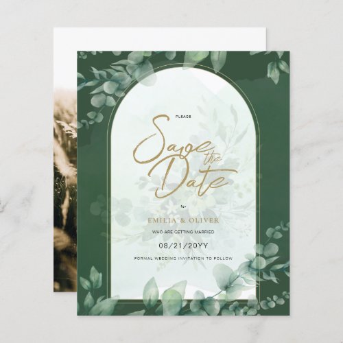 PHOTO Wedding Save the Date Rustic Botanical Green