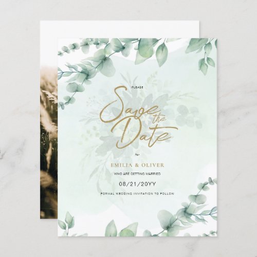 PHOTO Wedding Save the Date Rustic Botanical Green