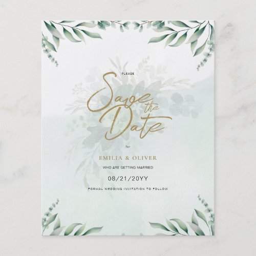 PHOTO Wedding Save the Date Rustic Botanical Green Flyer