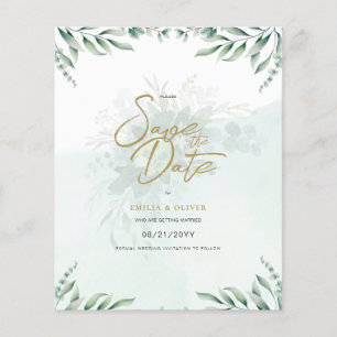 PHOTO Wedding Save the Date Rustic Botanical Green Flyer