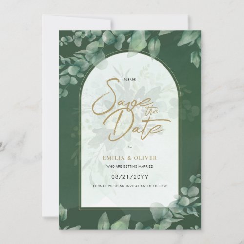 PHOTO Wedding Save the Date Rustic Botanical Green Invitation