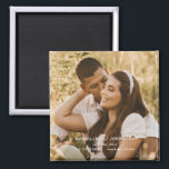 Photo Wedding Save the Date Square Magnet<br><div class="desc">Photo  Save the Date.  Wedding. Modern Font.  Magnet.  Couple Photo.  Square.</div>