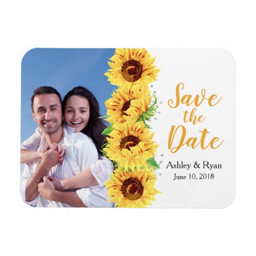 Photo Wedding Save the Date Yellow Sunflower Magnet