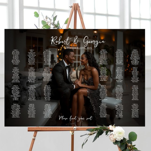 Photo wedding seating chart elegant 24 tables foam board (Creator Uploaded)