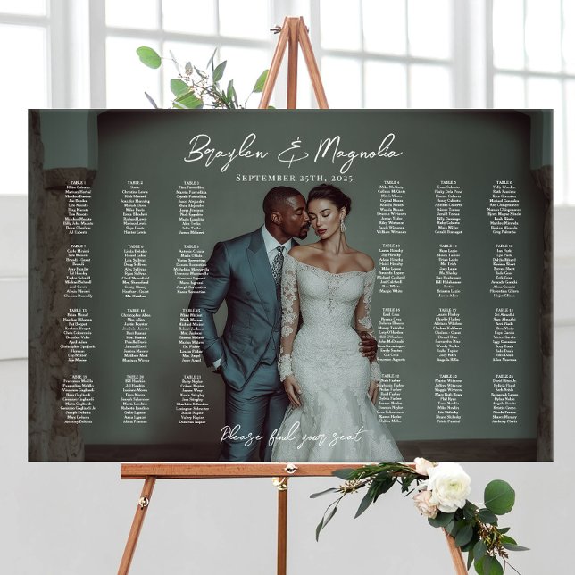 Photo wedding seating chart elegant 24 tables foam board (Creator Uploaded)