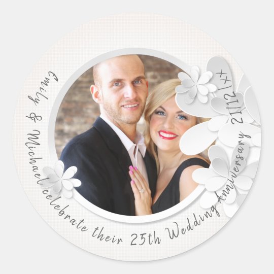 PHOTO Wedding Stickers - White Flower Modern | Zazzle.com