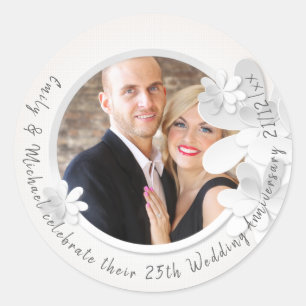 PHOTO Wedding Stickers - White Flower Modern