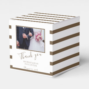 Photo Wedding Stripes Thank you Personalizable Favor Boxes