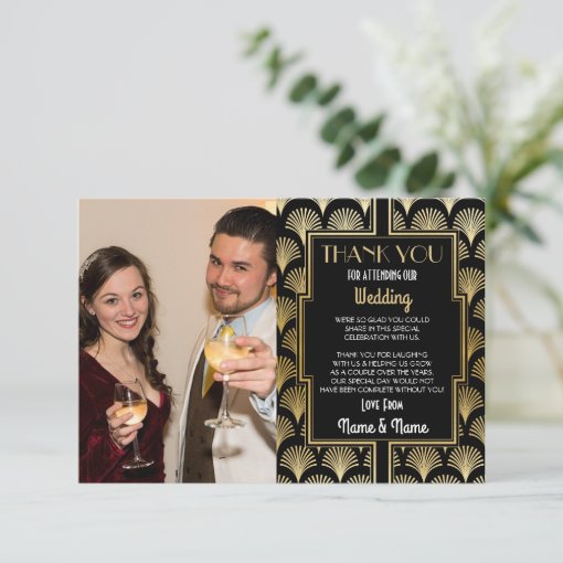 Photo Wedding Thank You Card Engagement 20s Party Zazzle