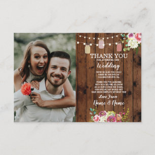 Photo Wedding Thank You Card Engagement Jars Wood