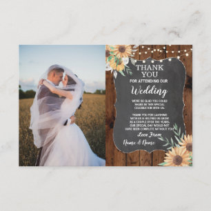 Photo Wedding Thank You Card Engagement Sunflower